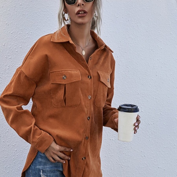 Boyfriend fit oversized shacket jacket corduroy - Picture 8 of 14